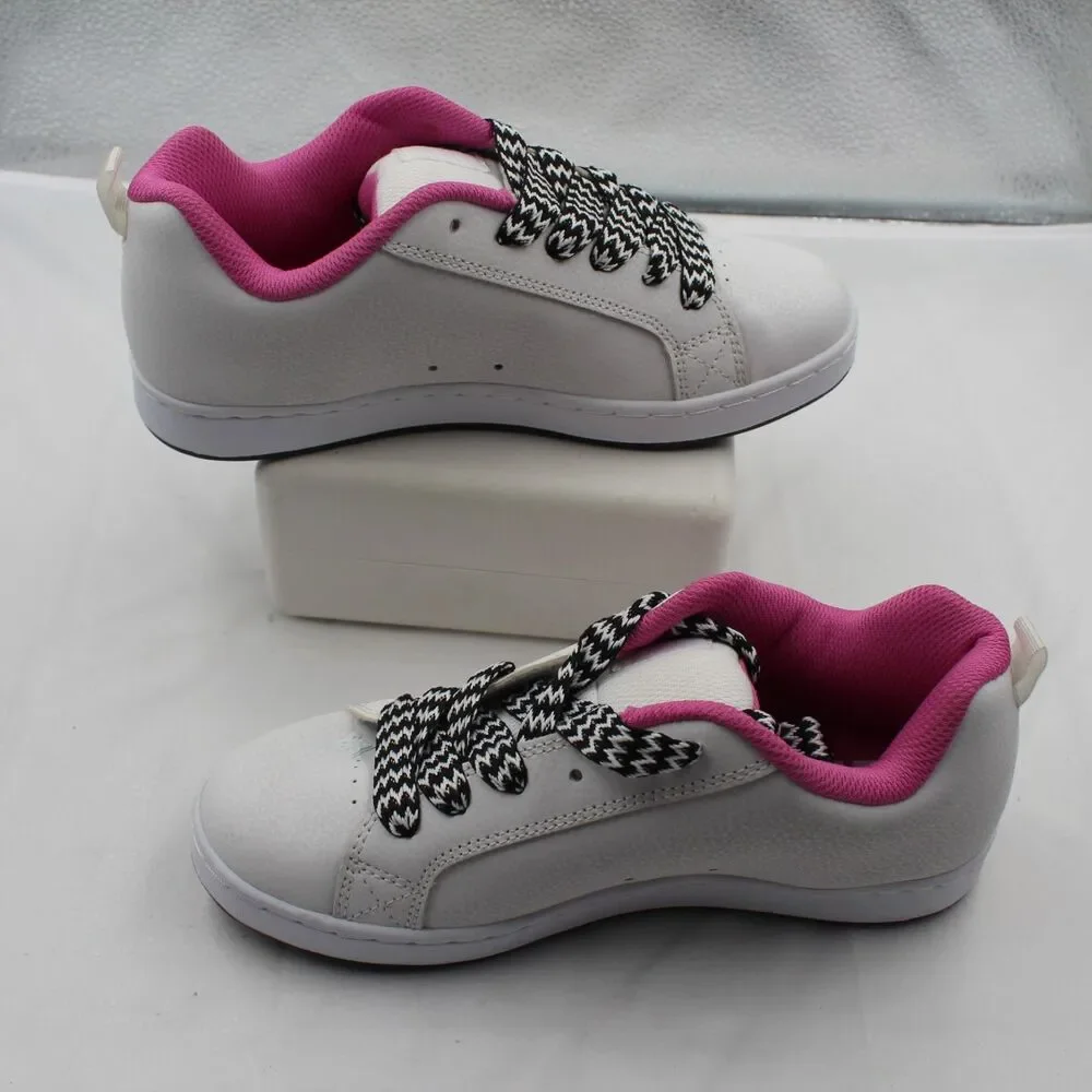 DC Court Graffik Size 6.5Y Youth Padded Low Top Skate Shoes Sneakers White Pink